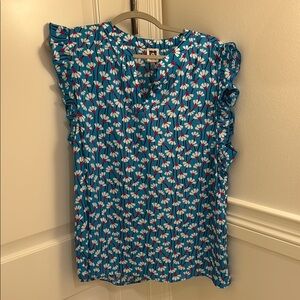 Anne Klein Blue Floral Blouse